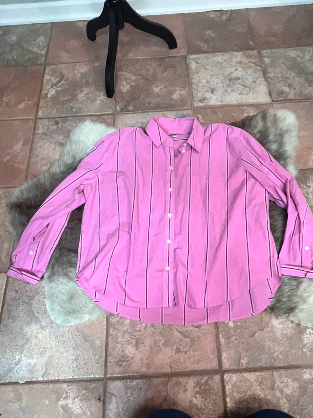 Madewell Pink Vertical-Stripe Button-Down Shirt